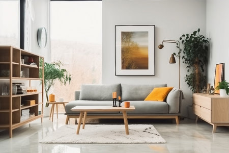 interior design of modern living room. generative AI.の素材