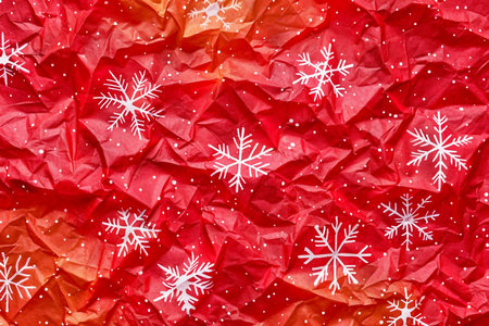 Colorful holiday Christmas crumpled wrapping paper background.の素材