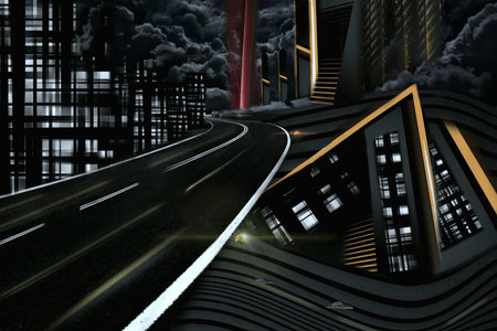 highway in the city. 3D rendering. concept image