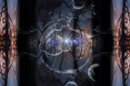 3d illustration of abstract geometric composition,digital art works. computer generated graphics.