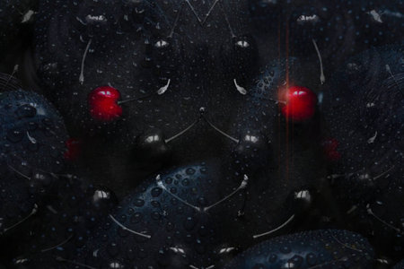 Macro shot of water drops on black background. abstract background.
