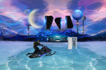 futuristic universe. 3d rendering. Digital illustration.Futuristic designの写真素材