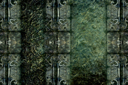 Grunge textured background with oriental ornaments.