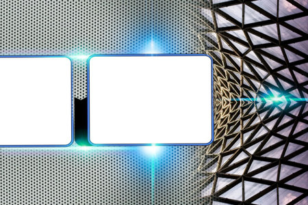 Blank white screen on abstract metal background. 3D Rendering
