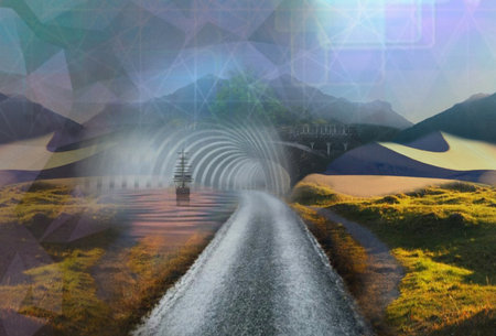 The digital image "fantasy landscape"の写真素材