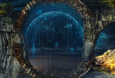 Digital futuristic world. 3D renderingの写真素材