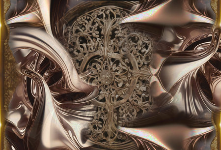 3D surreal illustration. sacred geometry. Mysterious psychedelic relaxation pattern. fractal abstract texture. Digital artwork graphic astrology magicの写真素材