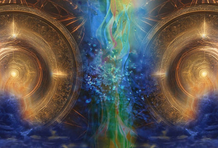 3D surreal illustration. sacred geometry. Mysterious psychedelic relaxation pattern. fractal abstract texture. Digital artwork graphic astrology magicの写真素材