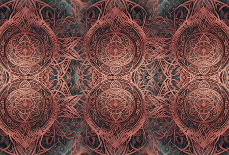 Kaleidoscope of color with beautiful ornamental pattern. Computer generated graphics.の写真素材