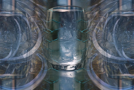 Wine glasses on the background of the glass. Close-up