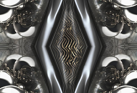 3D render of plastic background tile with embossed abstract fractal on leather