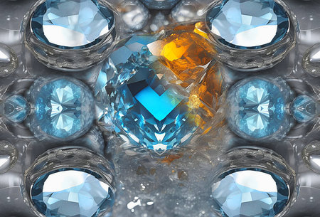 Diamonds on a white background. 3D rendering. Computer digital drawing.の写真素材