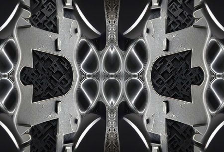 3D render of plastic background tile with embossed abstract ornament on leather