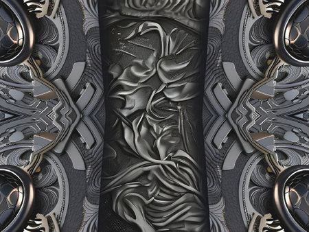 3D illustration of abstract geometric composition,digital art works. Computer generated graphics.の写真素材