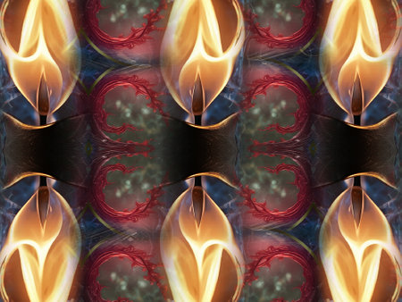 Kaleidoscope of color with beautiful ornamental - fractal abstract backgroundの写真素材