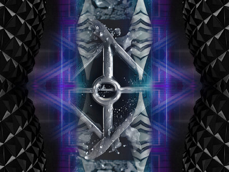Digital Illustration of a Nautical Vessel with Anchor in Abstract Background
