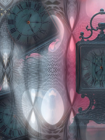 abstract background with old-fashioned clocks and space for your textの写真素材