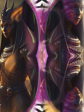 3d illustration of two Egyptian pharaohs in the ancient temple