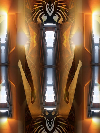 Futuristic abstraction. mystical gate. Alien Egypt