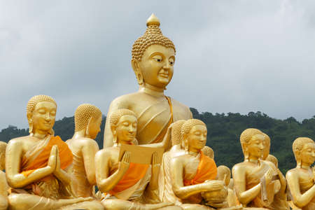 buddha and disciple outdoorの写真素材