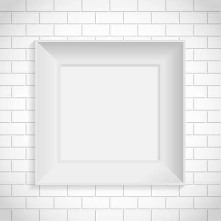 white frame space on brick wall backgroundのイラスト素材