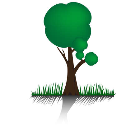 tree and grass with shadowのイラスト素材