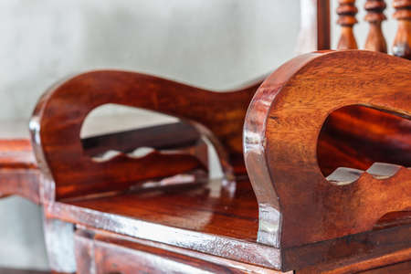 close up wood chair funitureの写真素材