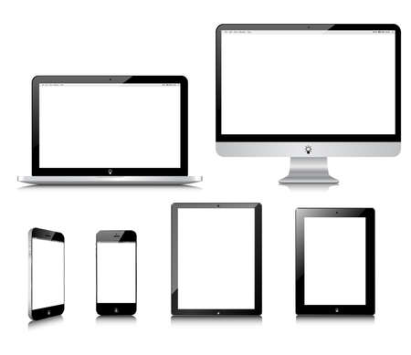 communicator set desktop PC tablet smartphone and notebook computerのイラスト素材