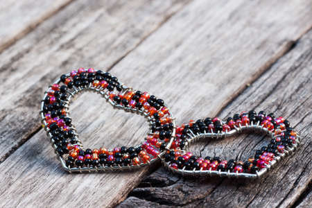 heart love romance symbol on wood backgroundの写真素材