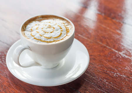 coffee foam on tableの写真素材