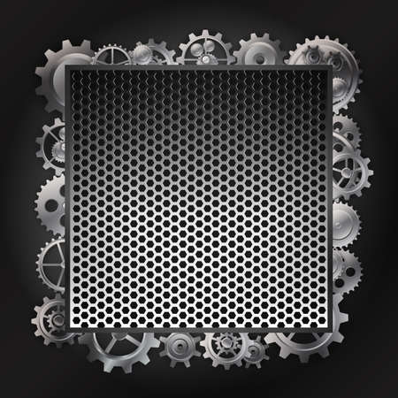 steel background and gear wheelのイラスト素材