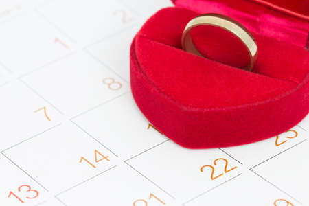 love ring on calendarの写真素材