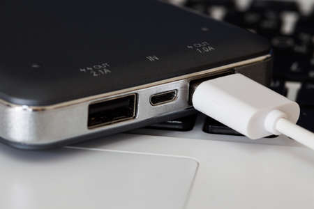 closeup power bank new power energy technologyの写真素材