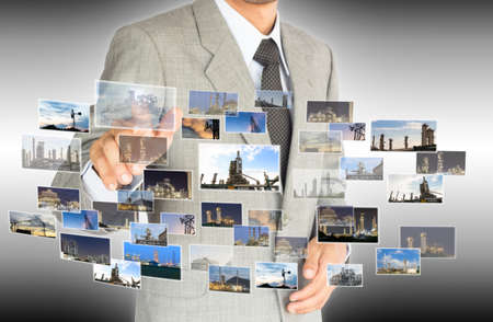 businessman choose choice of industrial factory concept abstract backgroundの写真素材