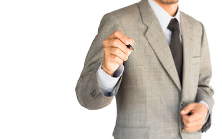 strategy business man drawing on white backgroundの写真素材