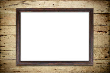 old picture frame on wood backgroundの写真素材
