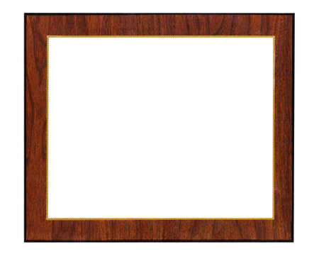 wood picture frame on white isolatedの写真素材