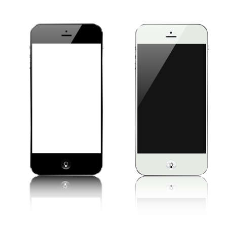 smartphone black and white with lamp idea button vector designのイラスト素材