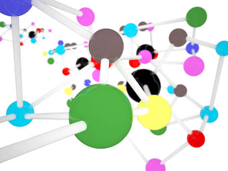 closeup molecule color on white science abstract backgroundの写真素材