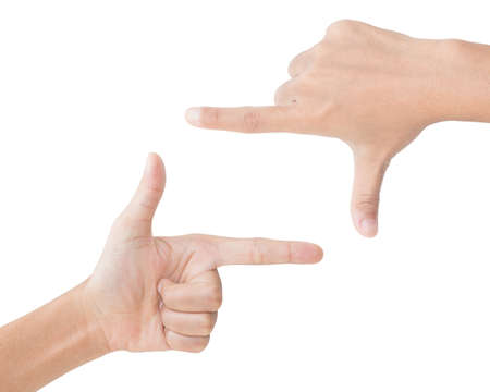 hand gesture picture frame isolated clipping path insideの写真素材