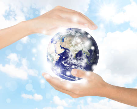 hand protect earth environment,の写真素材
