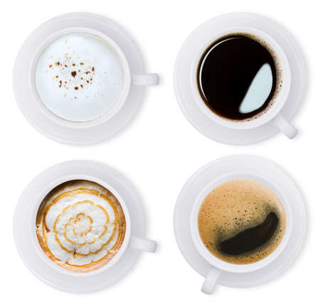 coffee isolated white collection set with clipping pathの写真素材