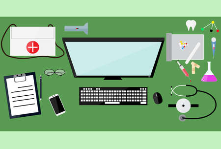 doctor desk healthcare design backgroundのイラスト素材