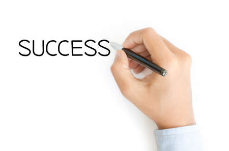business hand writing success on white backgroundの写真素材