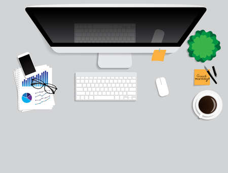 work desk computer and blank spaceのイラスト素材