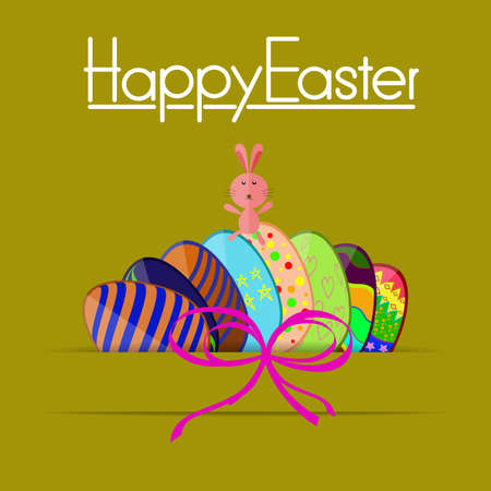 happy easter bunny egg  card Vector gold Paper art designのイラスト素材
