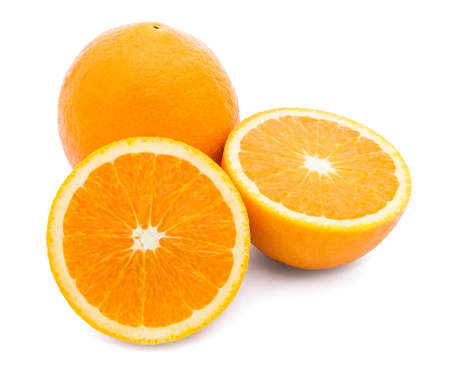 orange fruit on white background with clipping path insideの写真素材