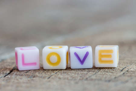 love icon on wood backgroundの写真素材