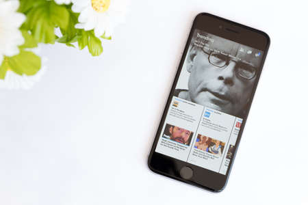 Bangkok, Thailand - feb 10, 2016 : Facebook Paper application on iphone 6, Facebook Paper is a standalone mobile app created by Facebook, only for iOS.のeditorial素材