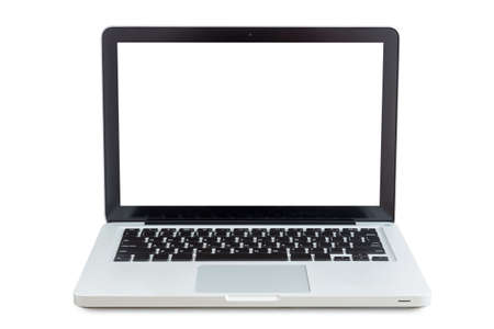 laptop isolated on white with clippiing path inside dataの写真素材